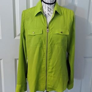Lime Green Michael Kors Zip-Up Blouse - (EUC)